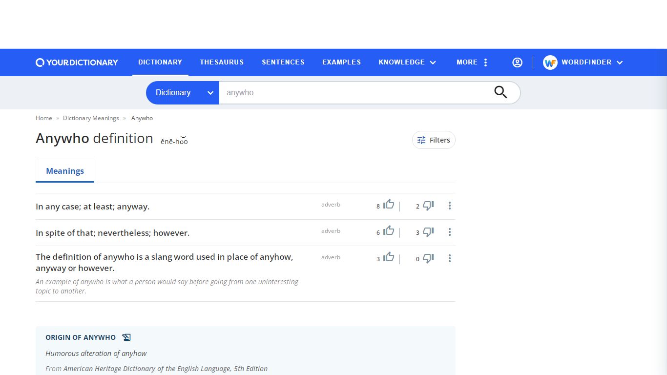 Best 3 Definitions of Anywho - YourDictionary